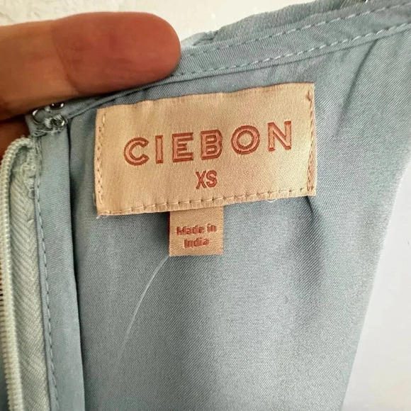 CIEBON Angela Metallic Silver Tinsel Print Ruffle Boho Maxi Dress Women's XS NEW - Picture 6 of 13